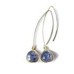 Purple Glass Earrings - Dangle - Gold - Aurora