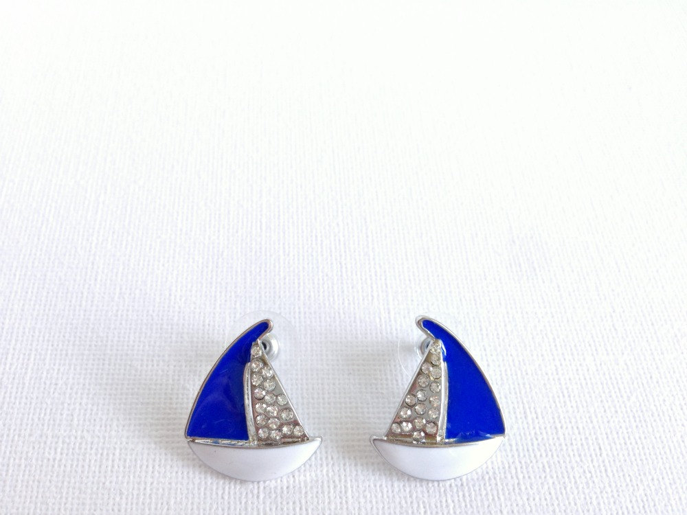 Sailboat Stud Earrings - Blue Studs - Nautical Theme ...